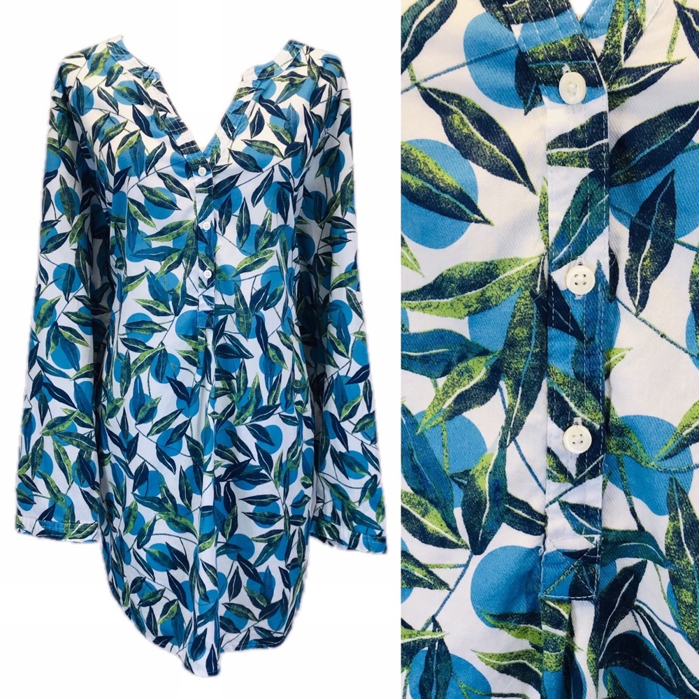 EUC Simply Emma 3x Tropical Half Button Tunic Top